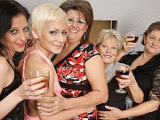 Five horny old and young lesbians make it special for Christmas 