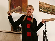 Busty Lana gets too horny too light the log fire 