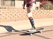 Aiden flashing tits and riding a skateboard