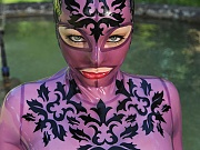 Kinky Latex Lucy In Purple Body Suit Gets Her Pussy Plugged 
