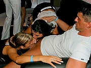 Hot intoxicated clothed beauties nailed hardcore in public 