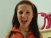 A handsome teenage babe jumping up and down on a sex toy