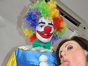 Crazy beautiful naked lady fucking a horny clown hardcore 