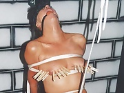When my slave has been extra naughty I place clothes pins all over her boobs and watch her squirm. 