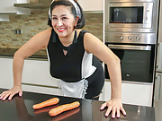 This Spanish mature housewmaid plays with the carrots from her work 