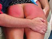 Kristy has failed to properly clean the windows and must be punished. The headmaster throws her over his knee and gives her a good old-fashioned ATK spanking. After a few swats with his hand, he orders her to remove her panties and continues the spankin