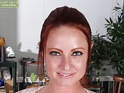 Busty housewife Brandie Jones toying her hungry pussy.